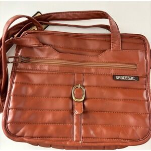 Vintage 1970s Sarne Spacesac Brown Nylon Puffy Quilted Shoulder Bag - Squeeze Me